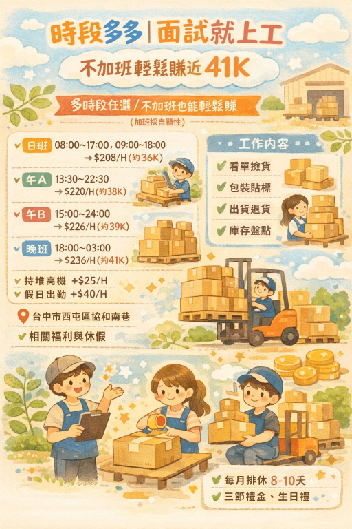 【西屯｜面試即錄取 😆】不加班輕鬆賺近 41K｜限時開缺中 💥