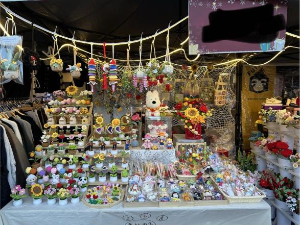 淡水捷運站，文創市集攤位