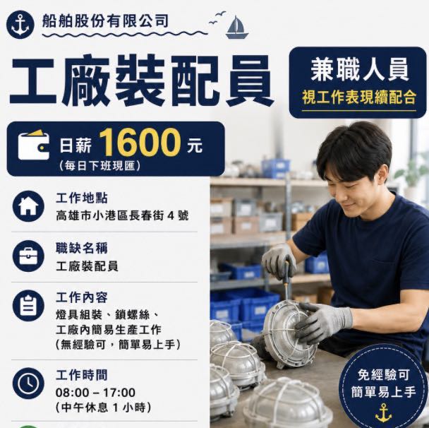🔥【高雄小港區日領，短期案源】燈具組裝案 ✨