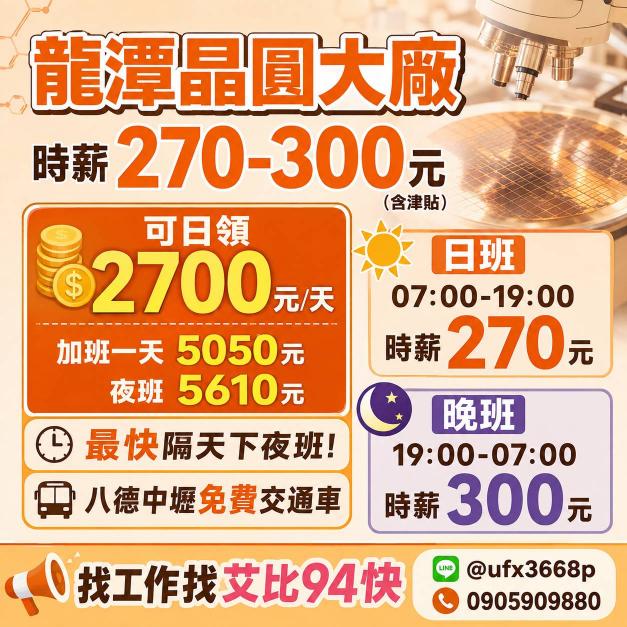 爽缺快看🧨休半個月最少領45k🎇時薪300元🎇日領2仟7✨加班一天5610元🎉