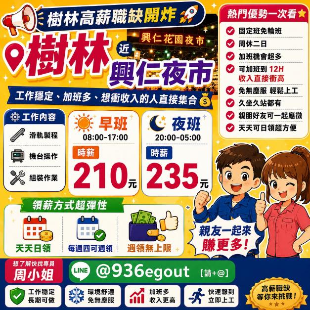 時薪300元💥龜山/五股/林口/龜山📍職缺任你選⭕通通享日領週領~~~